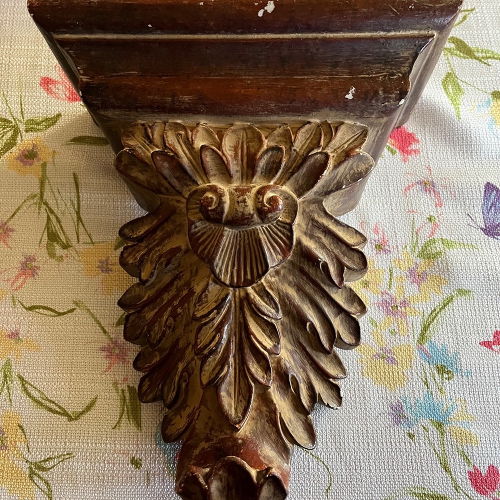 Wooden Ornate Brown Wall Sconce